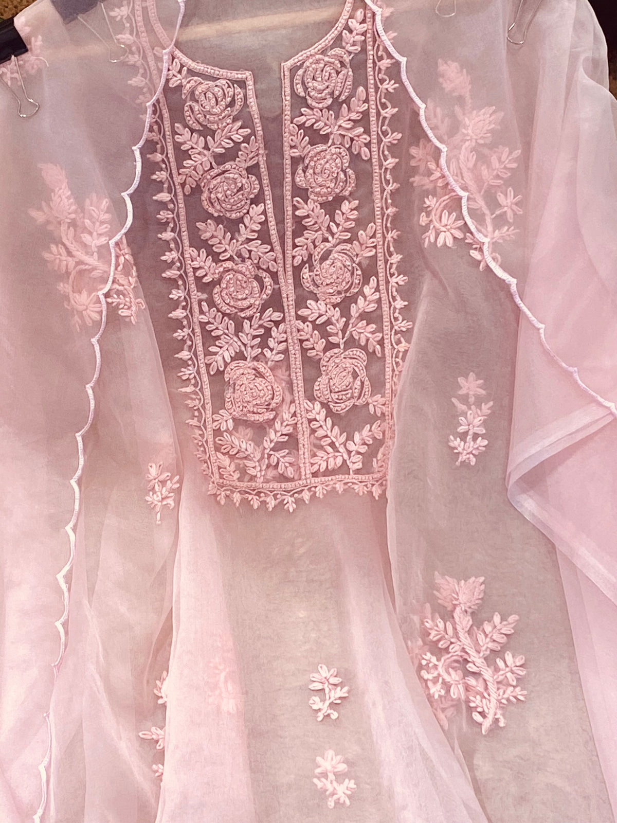 Atharva Heritage Sheer Luxury /Premium Lucknowi Collection Sheer00088 PINK