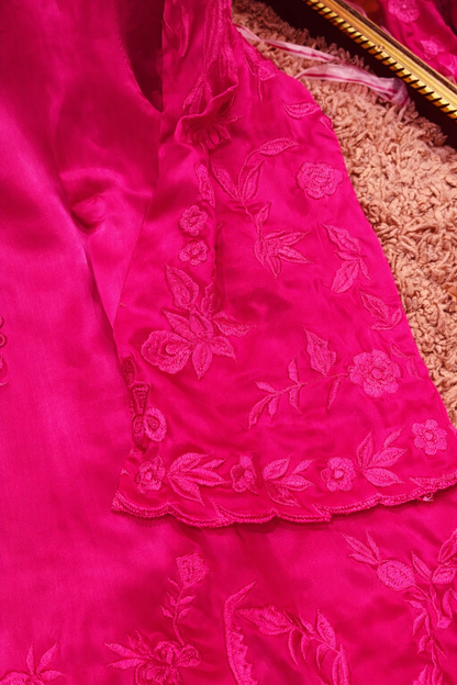 Atharva Heritage Neon Hot Pink Pure Silk Farsi Salwar Suit with French Embroidery – Three Piece Pakistani Set AH1813FS67
