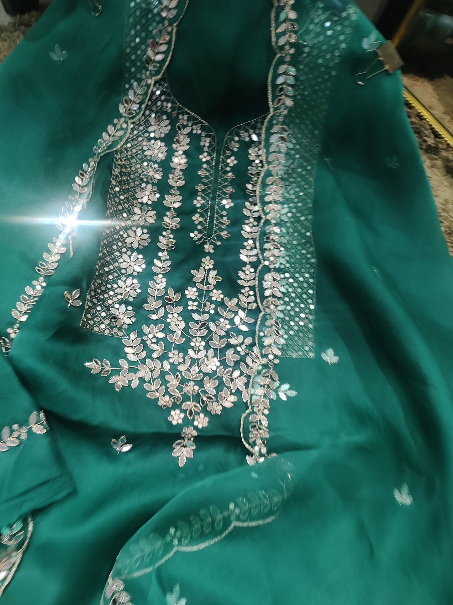 ATHARVA HERITAGE SHEER LUXURY HAND MIRROR EMBROIDERY SUIT SHEER0027G