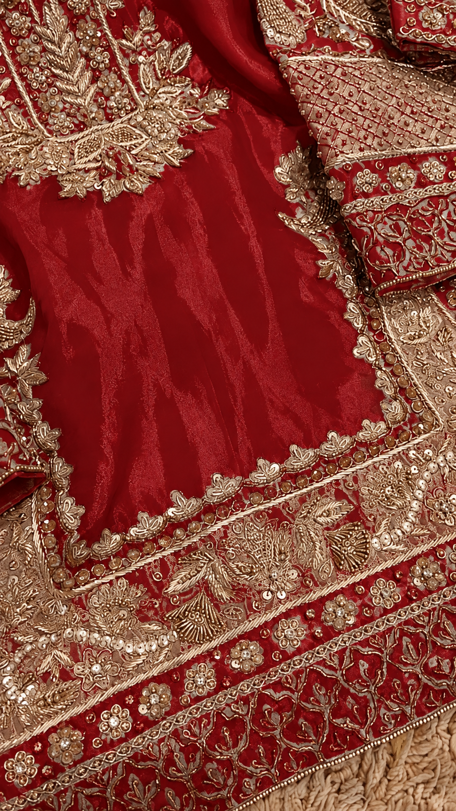 Atharva Heritage ✨Kerwachauth Special  – Pure SATIN organza 80 Grams Zardozi Ensemble Front Embroidery 3 Pc  ✨ PTSTHZ567