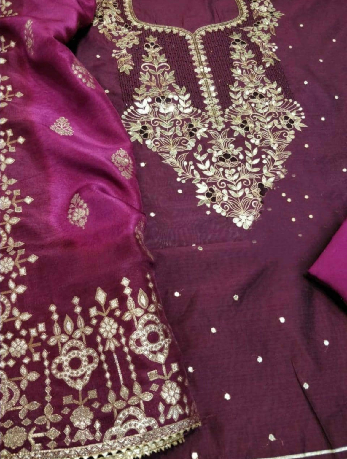 ATHARVA Hand Embroidery Salwar Kameez/Chanderi Ladies Suit/Banarsi Silk Dupatta/Stones/Custom Stitch Unstitch/Embroidery Potli/Gift/CH16774