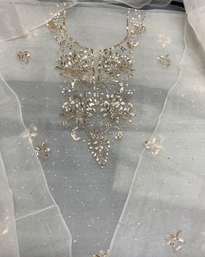 Sheer Luxury /Premium Lucknowi Collection Dyeable  Sheer00087