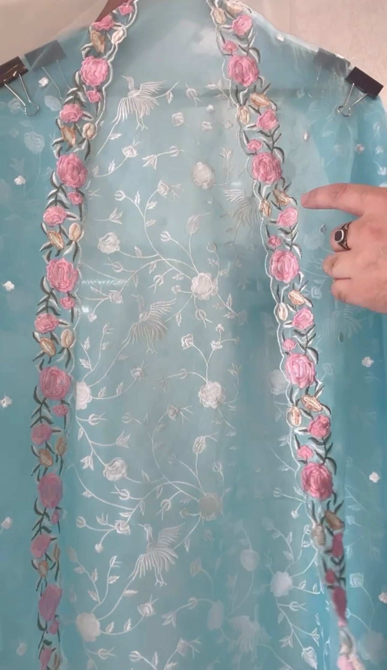 Atharva Heritage 	The Sky Blue Muse – Pure Silk Organza Elegance SOPG162