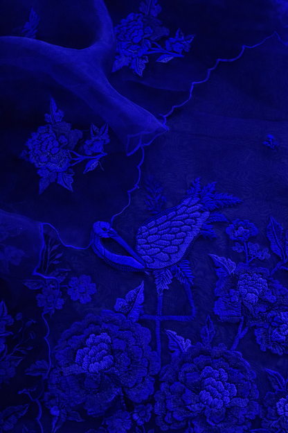 Atharva Heritage Sheer Luxury Pure Silk Organza Parsi Embroidered Monochrome Trousseau Collection unstitched Suit AH1318MB76