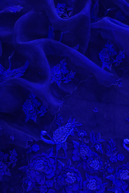 Atharva Heritage Sheer Luxury Pure Silk Organza Parsi Embroidered Monochrome Trousseau Collection unstitched Suit AH1318MB76