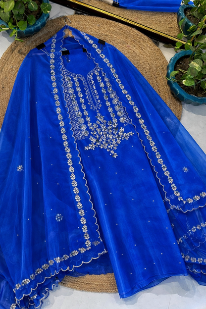 ATHARVA HERITAGE SHEER LUXURY HAND MIRROR EMBROIDERY SUIT SHEER0027G