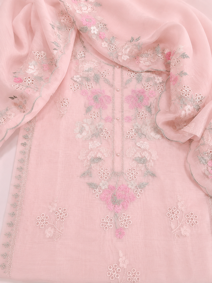 ATHARVA HERITAGE PURE MUL CHANDERI Cross stitch Embroidery Pakistani SUIT AH1813091 Pink