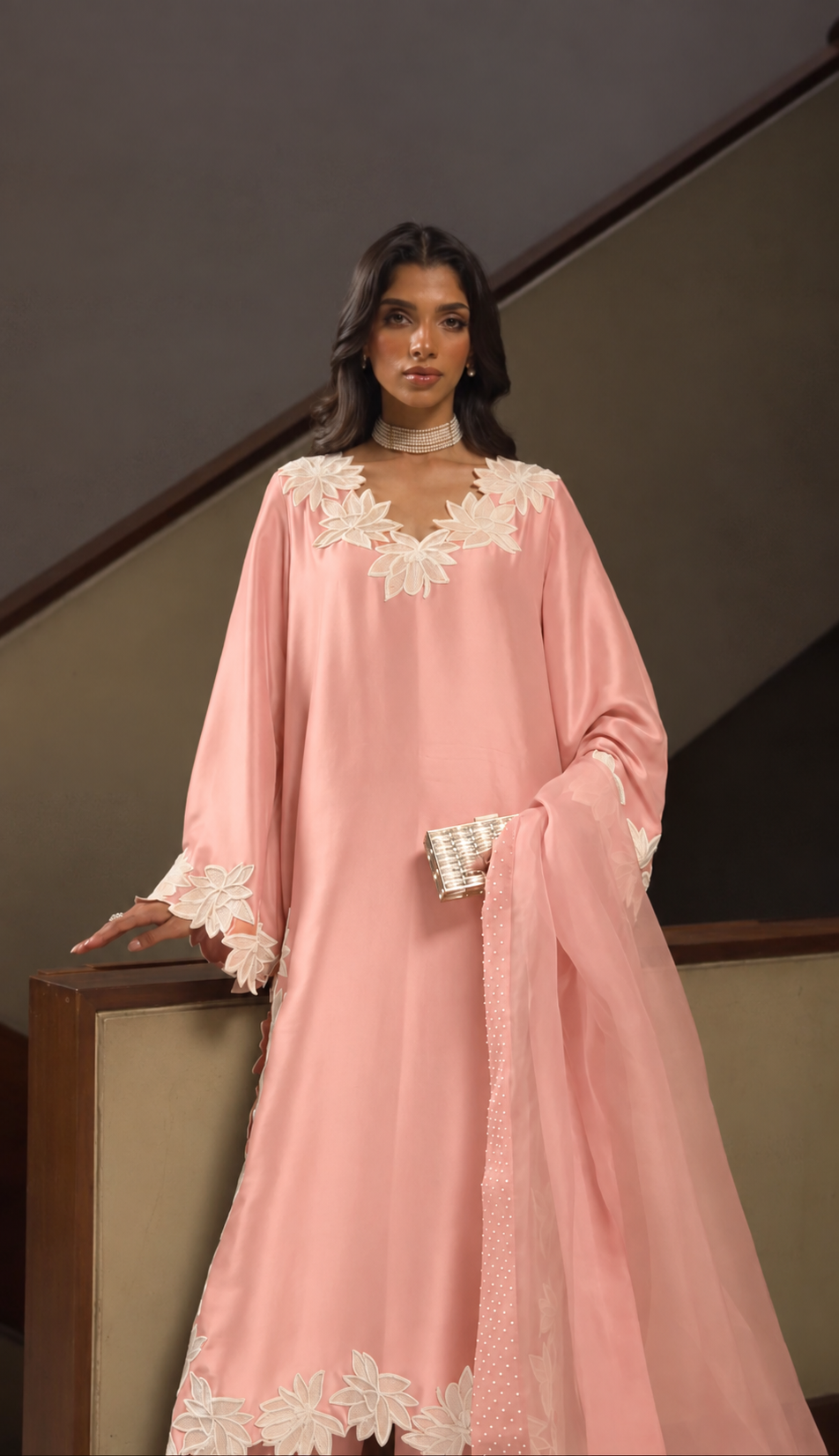 Atharva Heritage – Hand-Embroidered Pure Silk Pakistani Suit with Pearl & Katdana Detailing AHSS1561