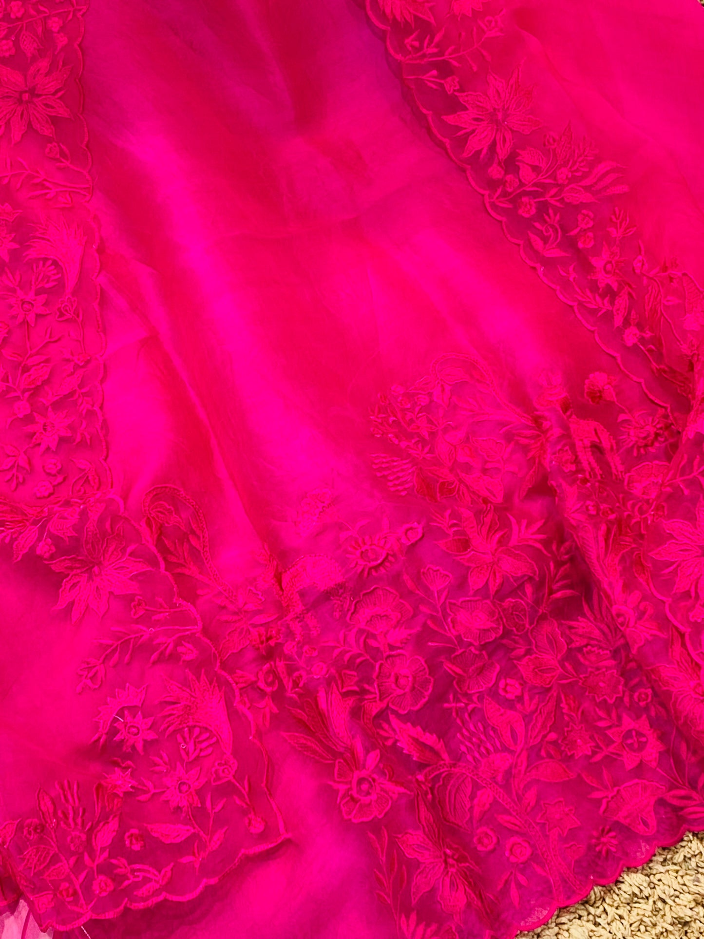 Sheer Luxury Trousseau Collection unstitched Suit SLP0051(B) Hot Pink