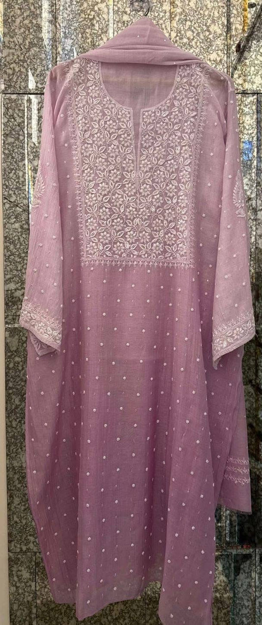 Atharva Heritage Exclusive Handcrafted Chikankari Mulmul Chanderi Suit Set – Summer Limited Edition AH131831801