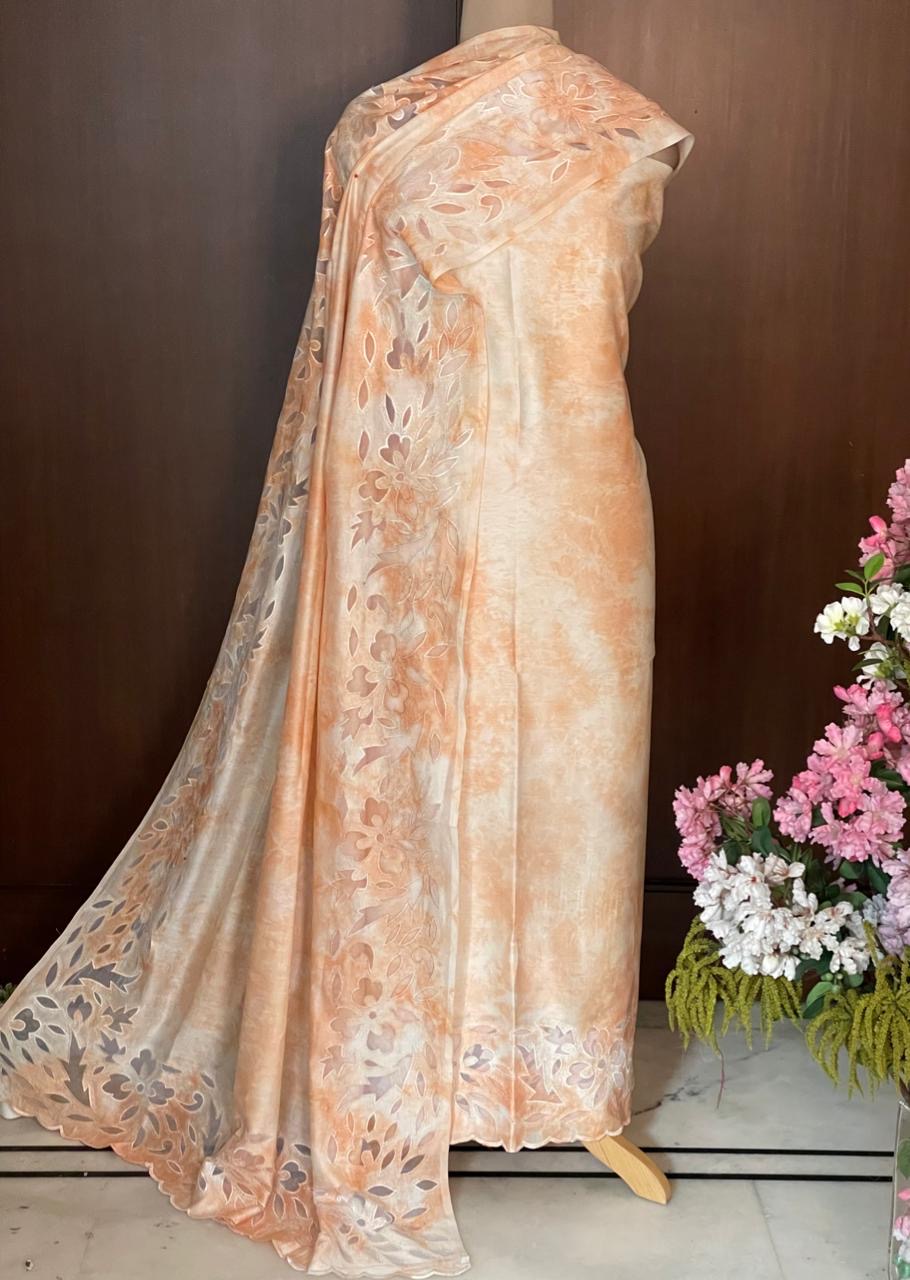 ATHARVA Hand Applique /Cutwork Tye n Dye Embroidery Salwar Kameez/Chanderi Silk 70 Gram Shirt & Dupatta/Santoon Bottom/Custom Stitch Unstitch/Plazo/Pant/ CUT8047