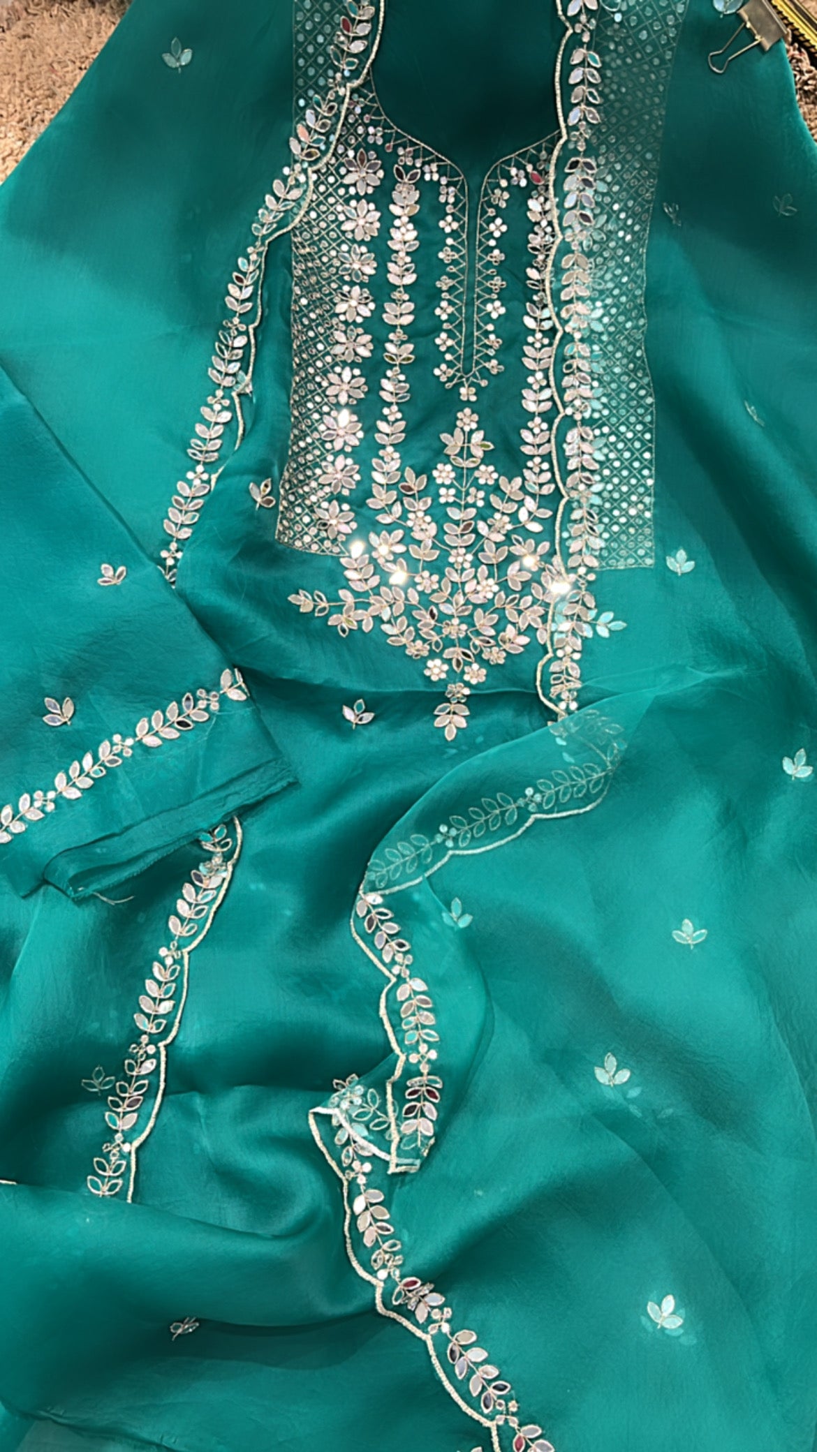 ATHARVA HERITAGE SHEER LUXURY HAND MIRROR EMBROIDERY SUIT SHEER0027G