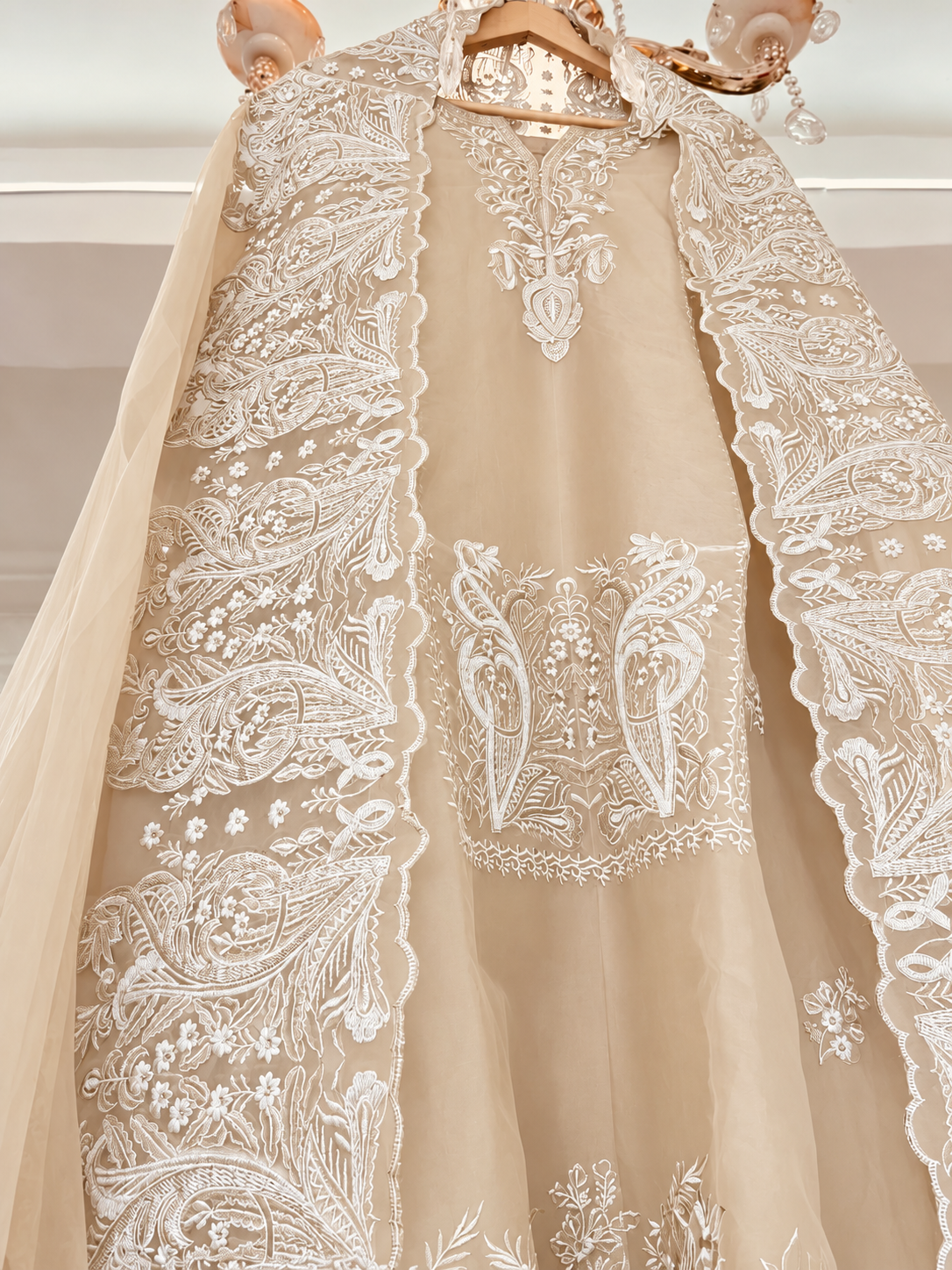 Atharva Heritage Pure Silk Organza French Thread Monochrome Embroidered unstitched Pakistani Suit SLP001