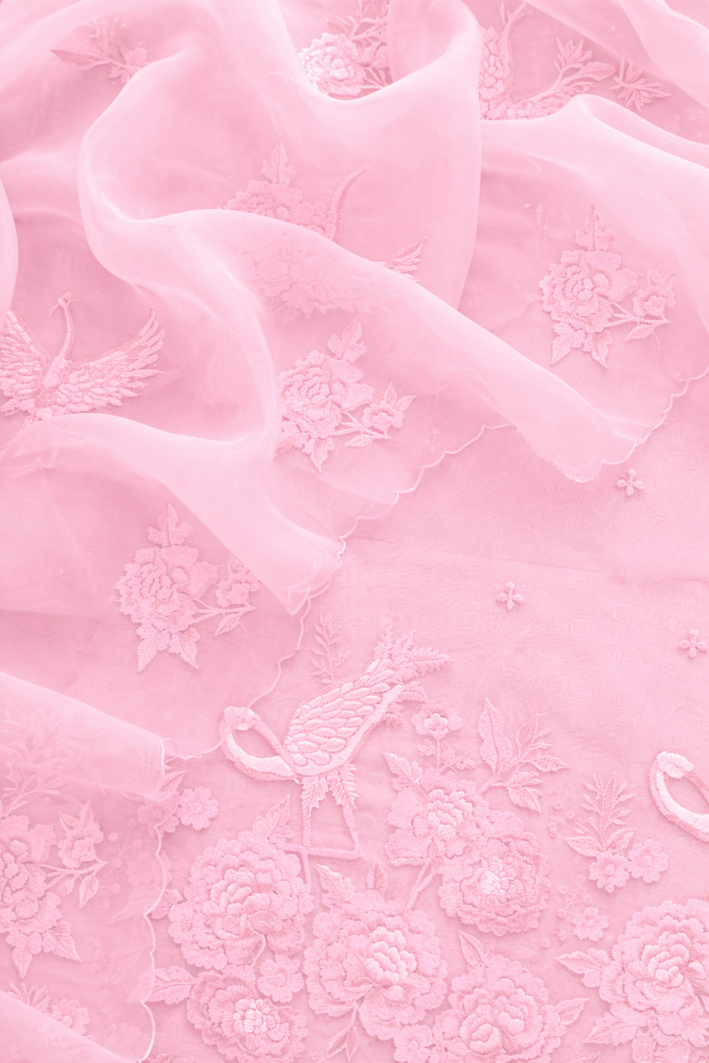 Atharva Heritage Sheer Luxury Pure Silk Organza Parsi Embroidered Monochrome Trousseau Collection unstitched Suit AH1318MB76