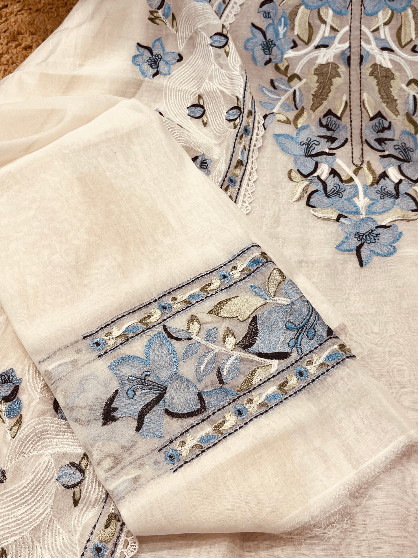 Atharva Atharva Heritage Water Thread Embroidered Pure Mul Chanderi MC70011W