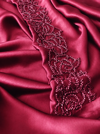 Atharva Luxe – Pure Silk Luxury Kurta Set with Handcrafted Ghera Sleeves & Organza Dupatta PSH0068-RG