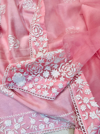 Atharva Heritage ✨ Unbelievable Luxury | Pure Chanderi Silk Kurta with Parsi Embroidery & Silk Organza Dupatta PCHPG0057