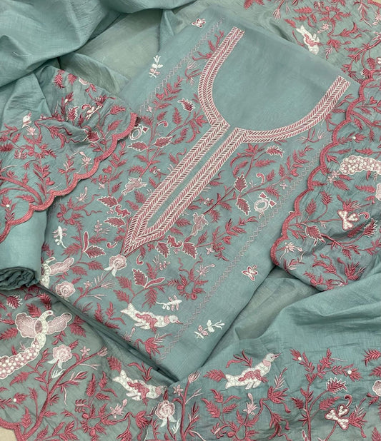 ATHARVA HERITAGE PURE MUL CHANDERI PARSI GARA SUIT MCH0073G