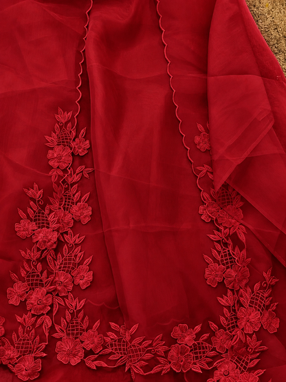 Atharva Heritage Pure Organza Silk Pakistani Suit with Pearl Parsi Embroidery Front Back n Sleeves  AH181331176