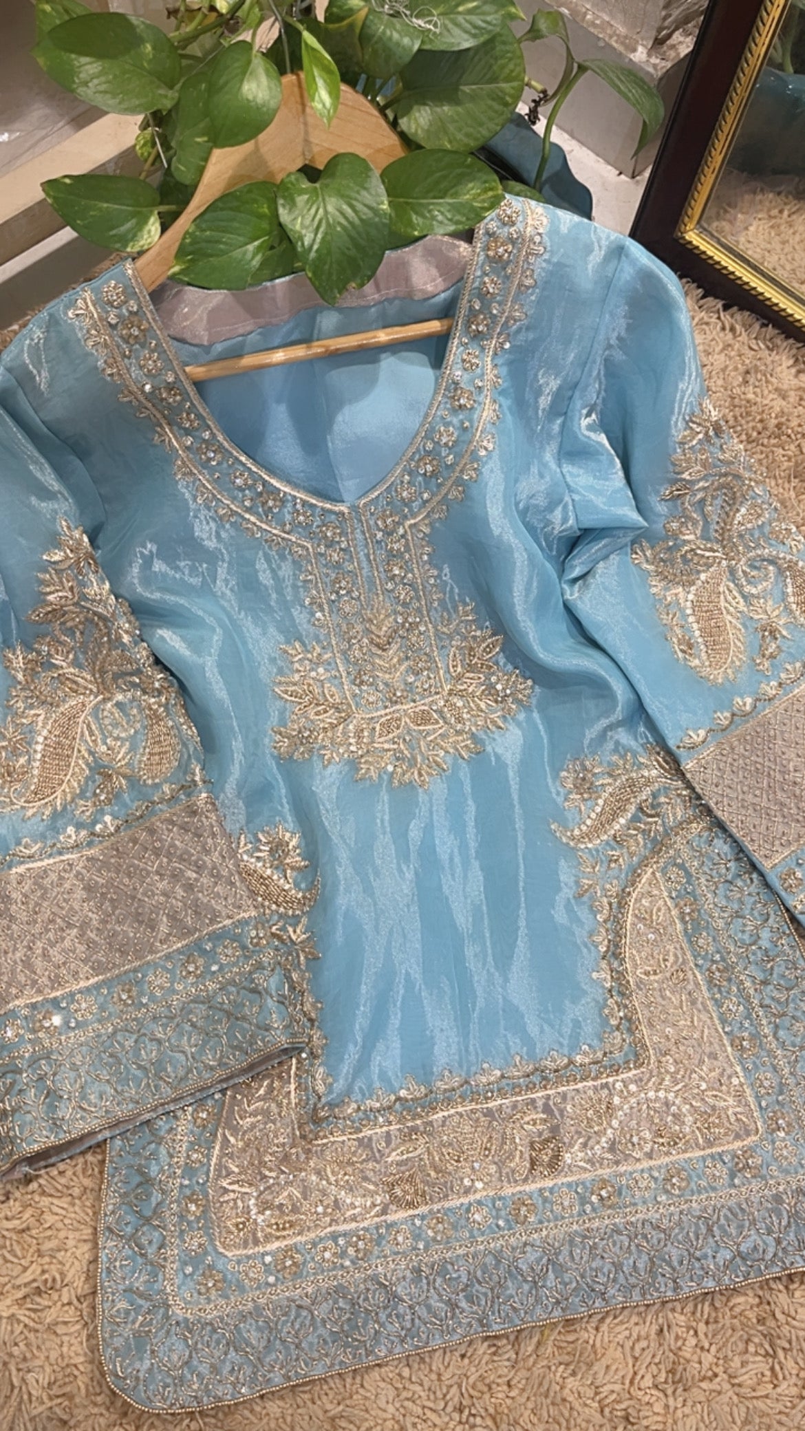 Atharva Heritage ✨Trousseau Collection – Handwoven Tissue Silk Zardozi Ensemble Front Embroidery ✨ PTSTHZ567