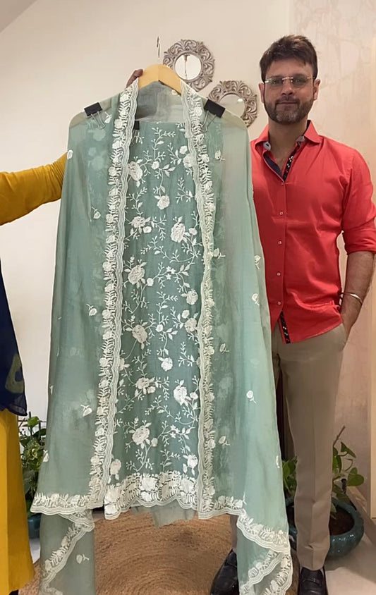 PURE MUL CHANDERI PARSI GARA SUIT MCH001P Pista