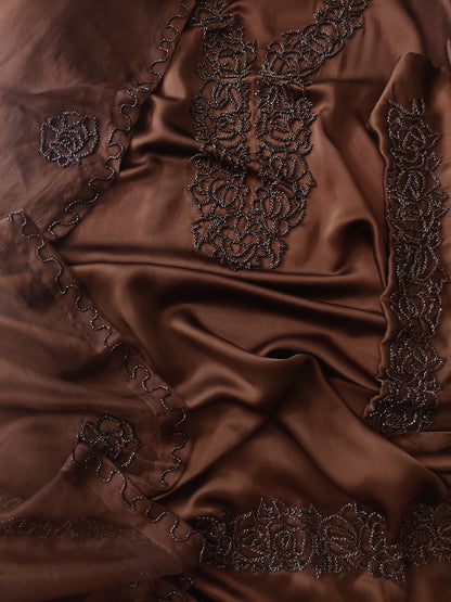 Atharva Luxe – Pure Silk Luxury Kurta Set with Handcrafted Ghera Sleeves & Organza Dupatta PSH0068B