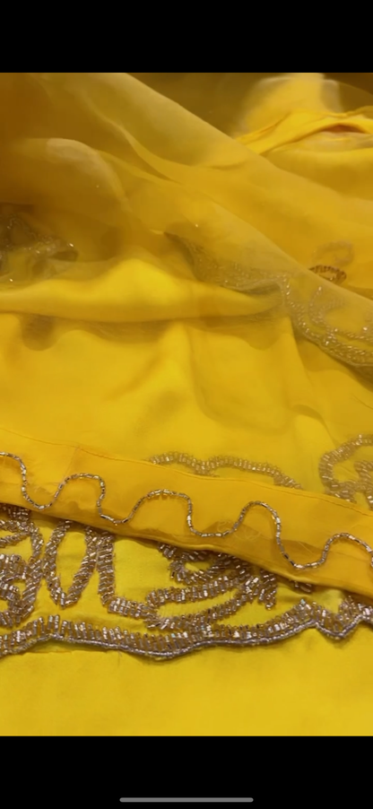 Atharva Luxe – Pure Silk 80 Grams Luxury Kurta Set with Handcrafted Ghera Sleeves & Organza Dupatta PSH0068-R