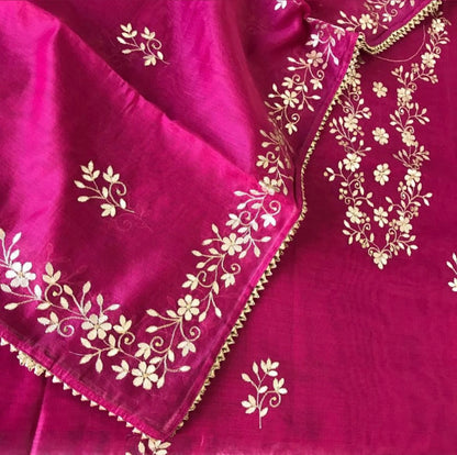 ATHARVA HERITAGE SHEER LUXURY Pure Chanderi Silk 70 Grams  SUIT Gota Pati CHPH001