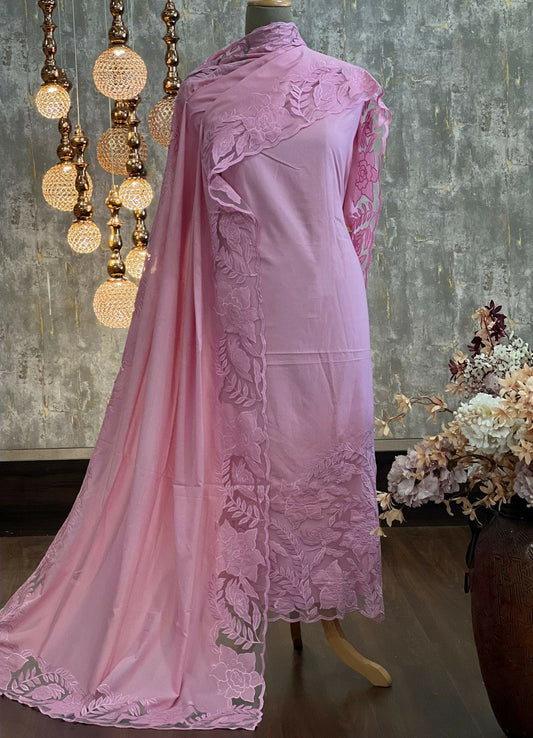 ATHARVA Hand Cutwork Salwar Kameez/PURE Mulmul  Cut-Work/Applique Shirt & BOTTOM/PURE Mulmul  DUPATTA/Custom Stitch Unstitch/Plazo/Pant/ CUT8053
