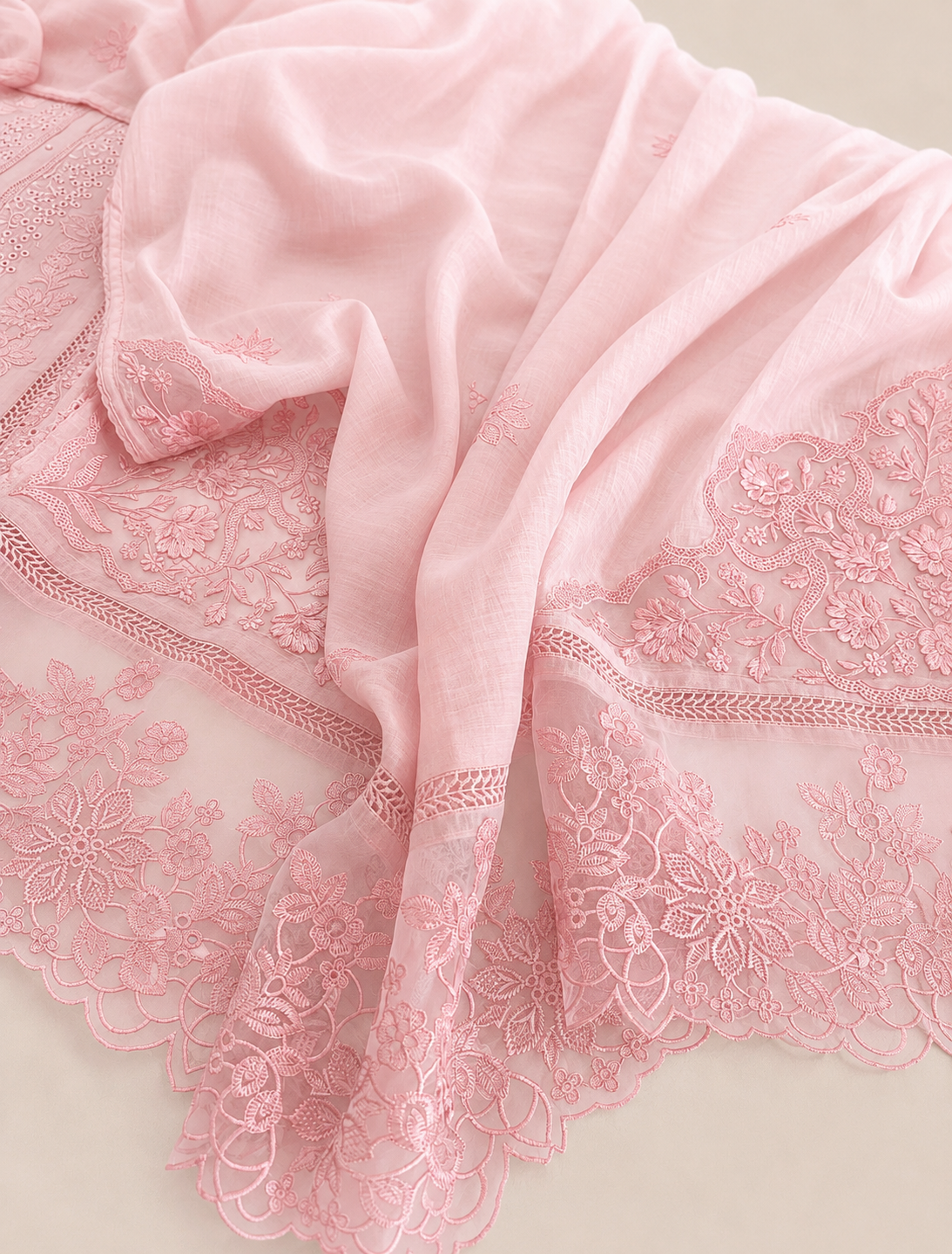 ATHARVA HERITAGE PURE MUL CHANDERI Thread Embroidery Pakistani SUIT AH1813091 Pink