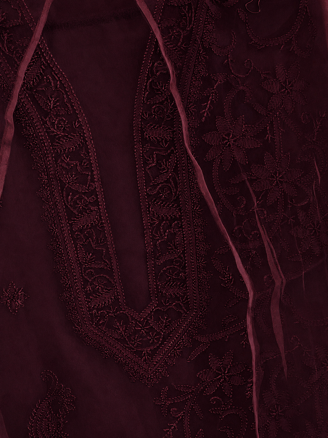 Atharva Heritage Sheer Luxury “Handcrafted 2-Taar Shadow Lucknowi Embroidered Suit – Pure Silk Organza | Limited Edition AH-1813-3198