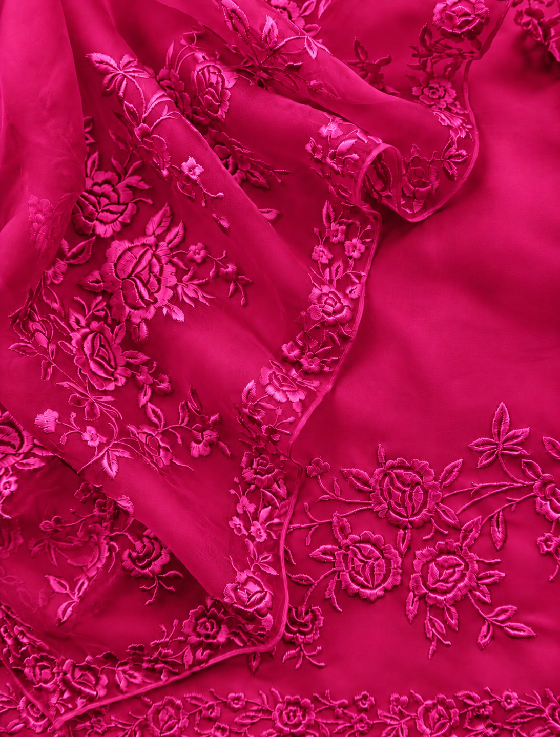Atharva Heritage Pure Silk Organza Parsi Thread Monochrome Embroidery Front And Back  Suit SOP543