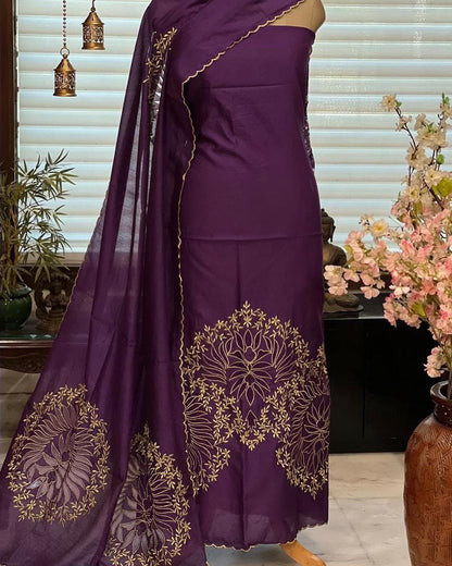 ATHARVA HERITAGE Hand CUTWORK Embroidery Salwar Kameez/Chanderi Cut-Work Shirt & Dupatta/Santoon Bottom/Custom Stitch Unstitch/Plazo/Pant/CUT80344