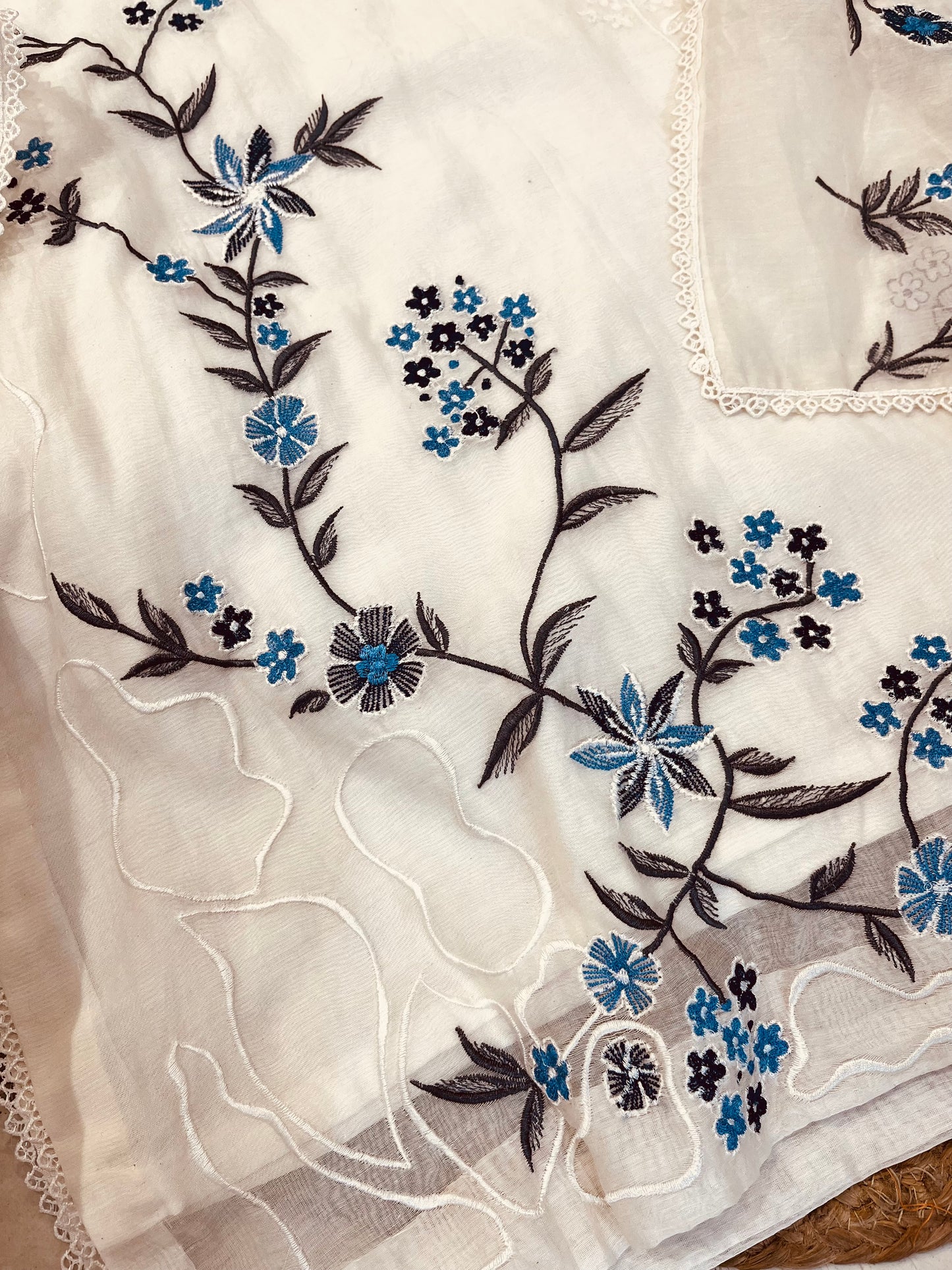 ATHARVA HERITAGE PURE MUL CHANDERI SILK  PARSI GARA SUIT MCH0013-12