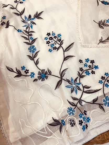 ATHARVA HERITAGE PURE MUL CHANDERI SILK  PARSI GARA SUIT MCH0013-12