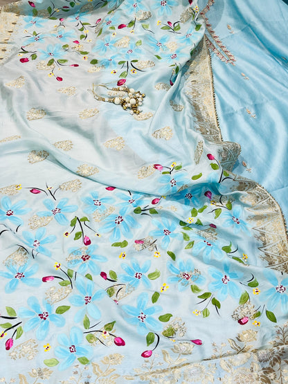 ATHARVA HERITAGE Hand Embroidery Salwar Kameez/Chanderi Ladies Suit/Banarsi Silk Dupatta/Stones/Custom Stitch Unstitch/Embroidery Potli/Gift/CH16778