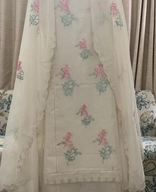 ATHARVA HERITAGE PURE CHANDERI SILK PARSI EMBROIDERED PAKISTANI SUIT CH1907