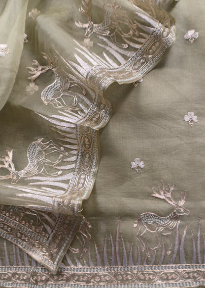 Atharva Heritage Sheer Luxury Pure Silk Organza Kurta and Pure Silk Organza Dupatta Tilla Pitta Embroidered Suit SOTPV181