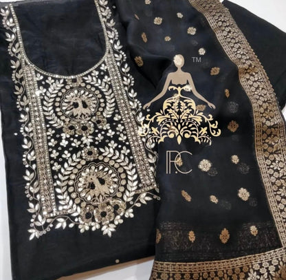 ATHARVA Hand Embroidery Salwar Kameez/Chanderi Ladies Suit/Pure Organza Banarsi Silk Dupatta/Stones/Custom Stitch Unstitch/Embroidery Potli/Gift/CH16775