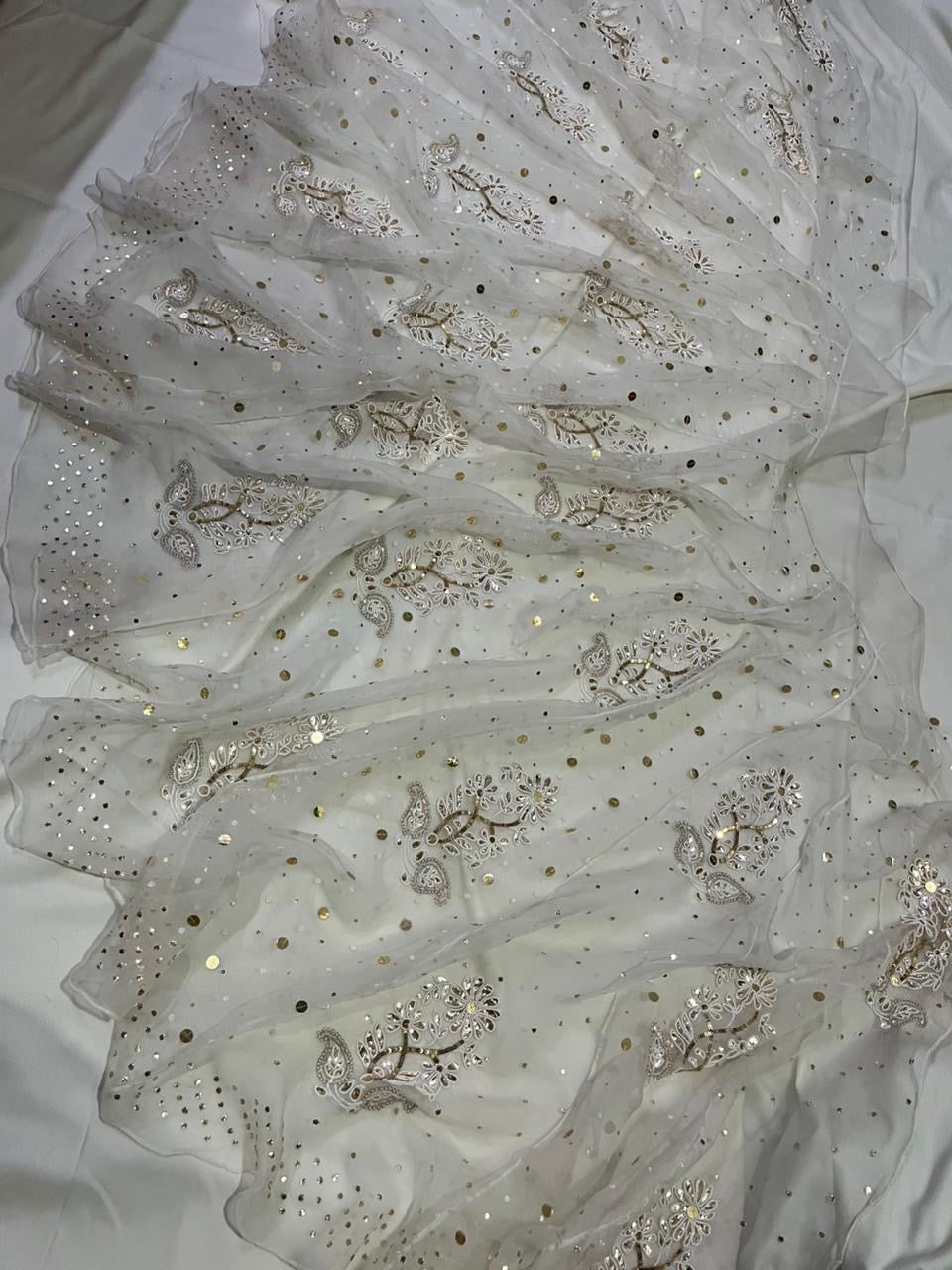 Atharva Heritage Pure Silk Organza Unstitched Lehenga with Handcrafted Mukesh Kamdhani Work – 18 Kalis | Dyeable | Premium Bridal & Festive Wear MKSOUL768