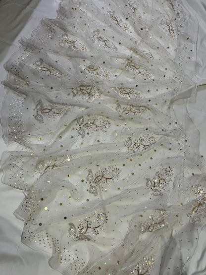 Atharva Heritage Pure Silk Organza Unstitched Lehenga with Handcrafted Mukesh Kamdhani Work – 18 Kalis | Dyeable | Premium Bridal & Festive Wear MKSOUL768