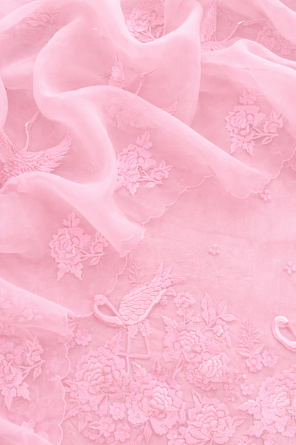 Atharva Heritage Sheer Luxury Pure Silk Organza Parsi Embroidered Monochrome Trousseau Collection unstitched Suit AH1318MB76