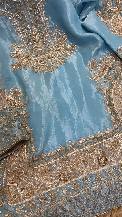 Atharva Heritage ✨Trousseau Collection – Handwoven Tissue Silk Zardozi Ensemble Front Embroidery ✨ PTSTHZ567