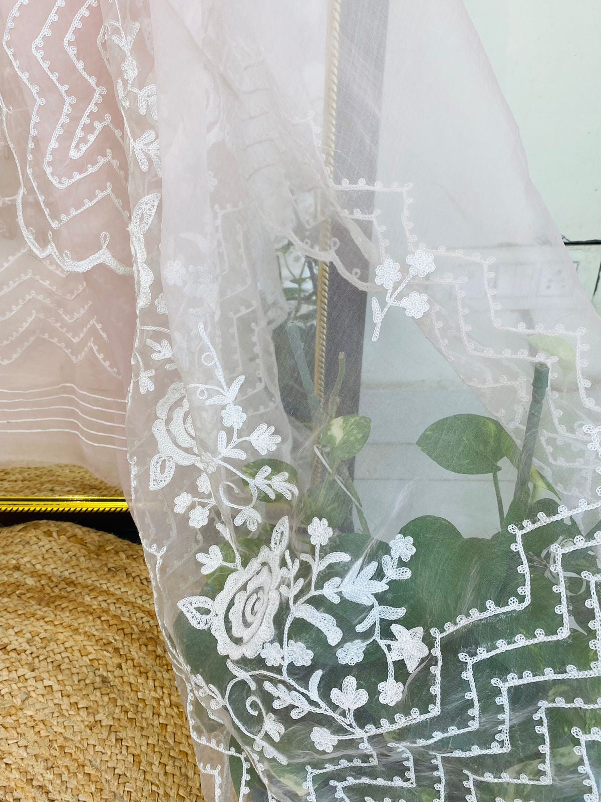 Atharva Heritage Premium French Thread Embroidered Pure Silk Organza Pakistani Suit