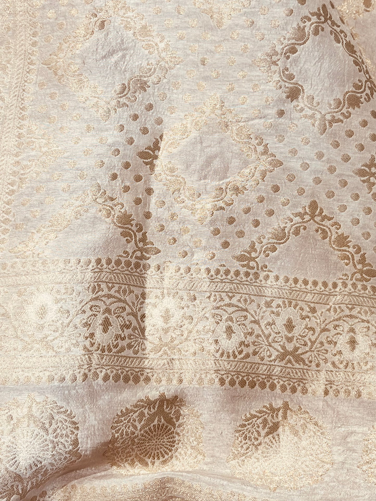 ATHARVA  Hand Embroidered Salwar Kameez w/ Embroidered Neck Beige/Banarsi Silk Dupatta/Bridal/Wedding/Custom Stitch/ CH1295