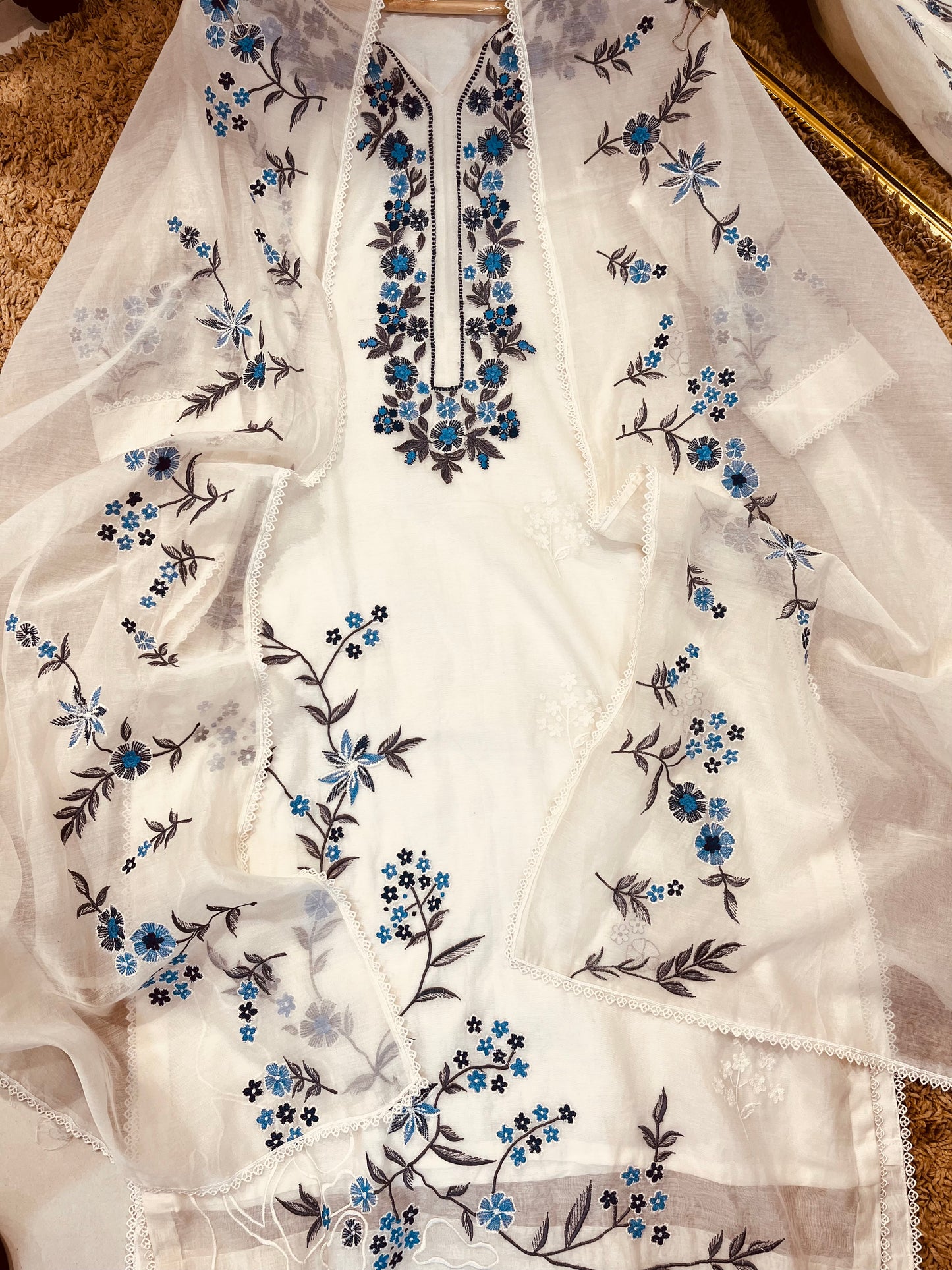 ATHARVA HERITAGE PURE MUL CHANDERI SILK  PARSI GARA SUIT MCH0013-12