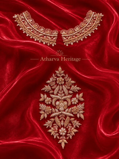 Atharva Heritage ✨Kerwachauth Special  – Pure SATIN organza 80 Grams Zardozi Ensemble Front Embroidery 3 Pc  ✨ PTSTHZ567