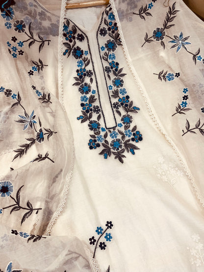 ATHARVA HERITAGE PURE MUL CHANDERI SILK  PARSI GARA SUIT MCH0013-12
