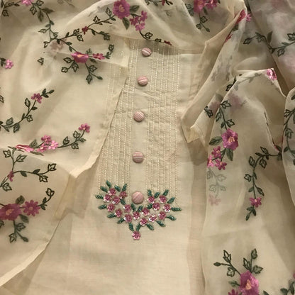 Atharva Heritage PURE CHANDERI SILK 70 Grams Kurta AND Pure Silk ORGANZA Dupatta EDITS CHO0016