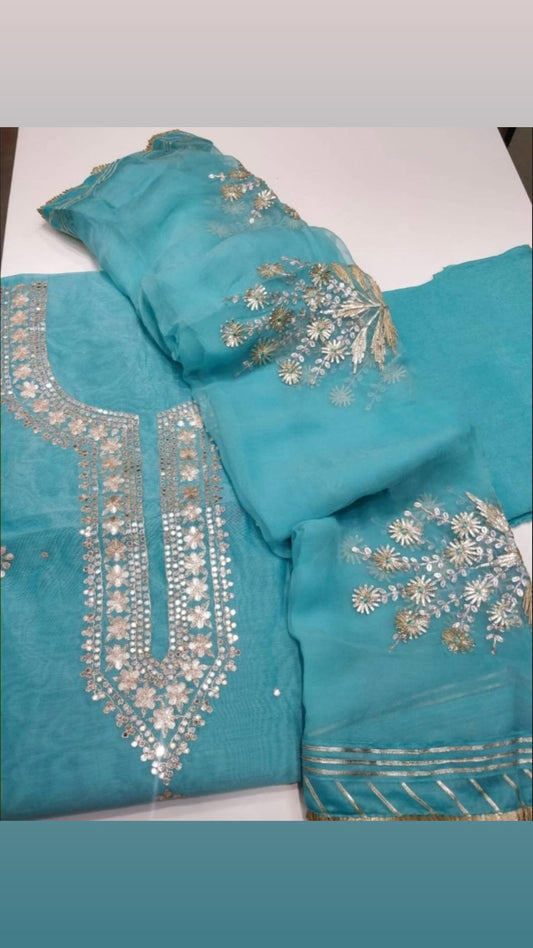 ATHARVA Hand Embroidered Salwar Kameez w/Chanderi Shirt/Gota Pati Chiffon Dupatta/Custom Stitch Unstitch/Custom Anarkali/CH18013